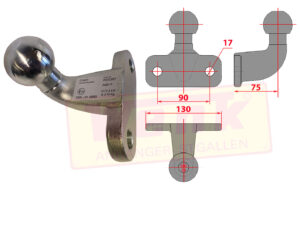 Flanschkugel/Kupplungskugel D17.2kN 210kg Stützlast