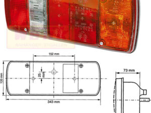 Rückleuchte MAN rechts mit Rückstrahler 343x133x73mm