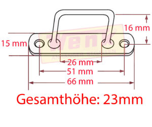 Bügelkrampe für Schlitzöse L:66 B:15 H:23