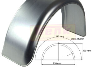 Kotflügel Einachs Blech rund B:240 H:390 SW:750