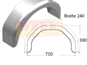 Kotflügel Einachs Blech eckig B:240 H:390 SW:750