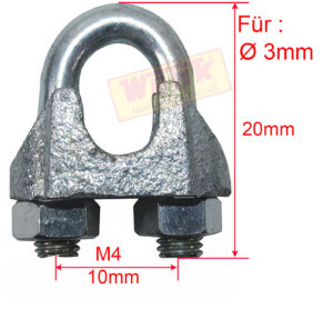 Drahtseilklemme für Seil-D.:3mm M4