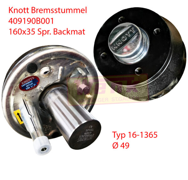 Bremsstummel 160x35 links Spr.-Backmat 49mm