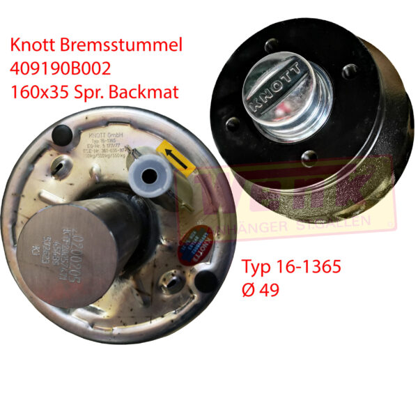 Bremsstummel 160x35 rechts Spr.-Backmat 49mm