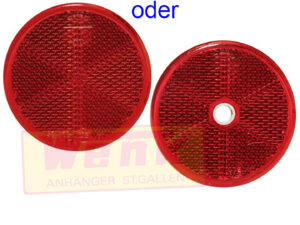 Rückstrahler rot 60mm mit oder ohne Loch