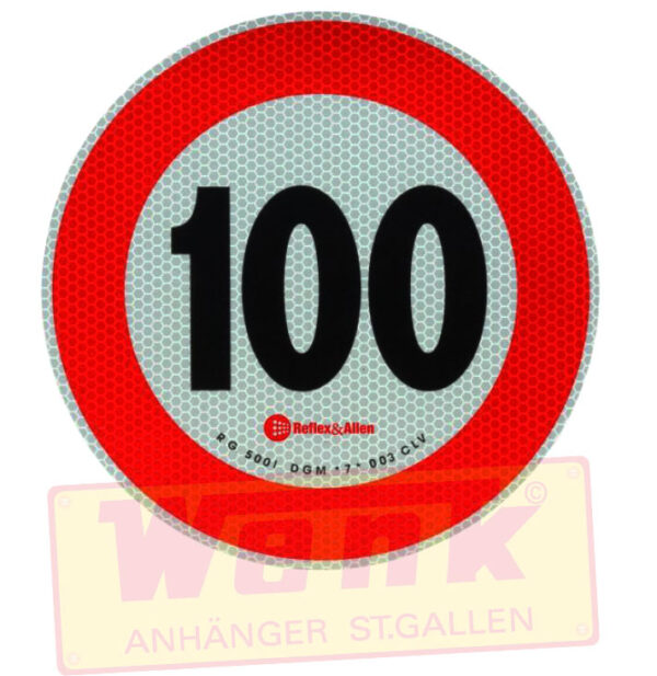 100km/h-Schild D:200mm reflektiert Geschwindigkeitskleber