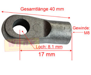 Auge zu Gasfeder LD:8.1mm G:M8