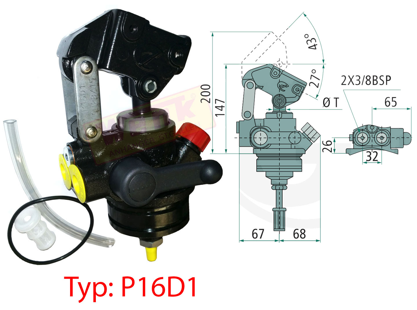 Hydraulikpumpe 15qcm/200bar Einfachhub doppeltwirkend, P16D1