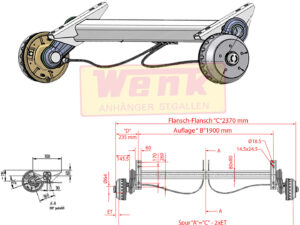 Achse KNOTT VGB15-MV/M 1500kg gebremst