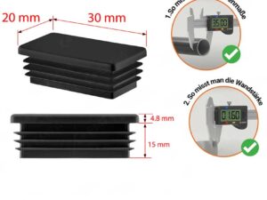 Kunststoffkappe rechteckig 30x20mm