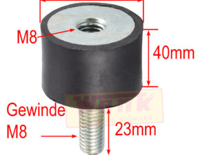 Gummipuffer D:40 H:40 Gewinde:M8x23mm