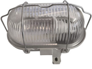Ovalleuchte 60W mit Strukturglas/Schutzgitter 230V