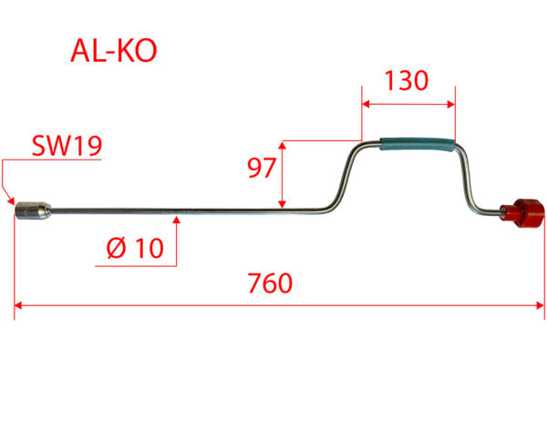 Kurbel zu Ausdrehstütze ALKO L:760mm SW19