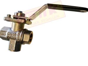 Dreiwegkugelhahn 3/8 Zoll mit L-Bohrung Messing vernickelt