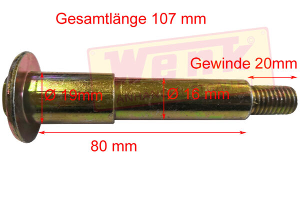 Lagerbolzen M12 D:19/16mm GL:107 zu ALKO Handbremshebel