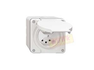 Steckdose AP Nass Feller 2xT13 10A mit Klappdeckel