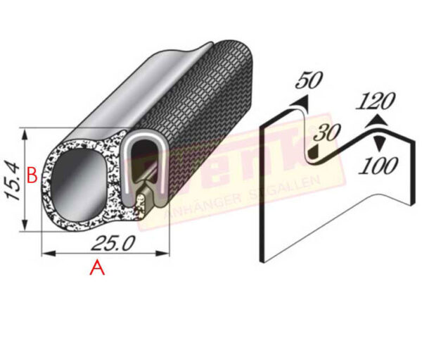 Gummikantenschutzprofil 1-4mm Moosgummiprofil seitlich