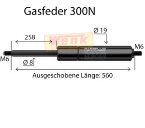 Gasfeder STABILUS 300N Hub:250mm