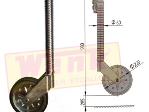 Stützrad Rohr gerillt D:60mm 350kg Hub:285mm KNOTT TK60