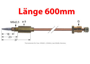Gas-Zündsicherung L:600mm M6x0.5 M8x1