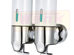 Seifenspender Kunststoff weiss/chrom optik mit Wandhalterung