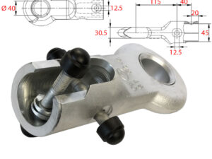 Zugöse DIN-40 3500kg AD:45mm 2xM12 kreuz 40mm verzinkt