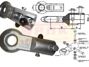 Zugöse DIN-40 3500kg AD:50mm 2xM14 kreuz 40mm verzinkt