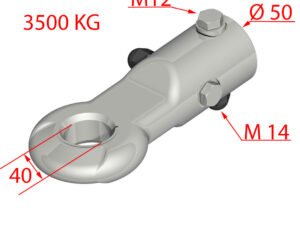 Zugöse DIN-40 3500kg AD:50mm M12/M14 kreuz 40mm verzinkt