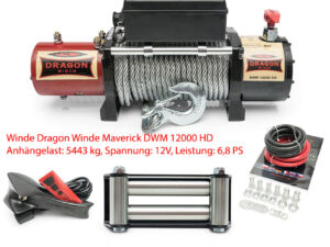 Elektro-Seilwinde 12V Stahlseil 5443kg Zugkraft
