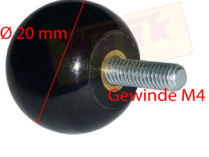 Kugelgriff D:20mm M4 schwarz