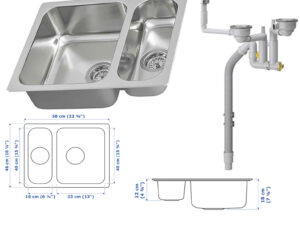 Spülbecken 1 1/2 Becken Edelstahl 58x46cm