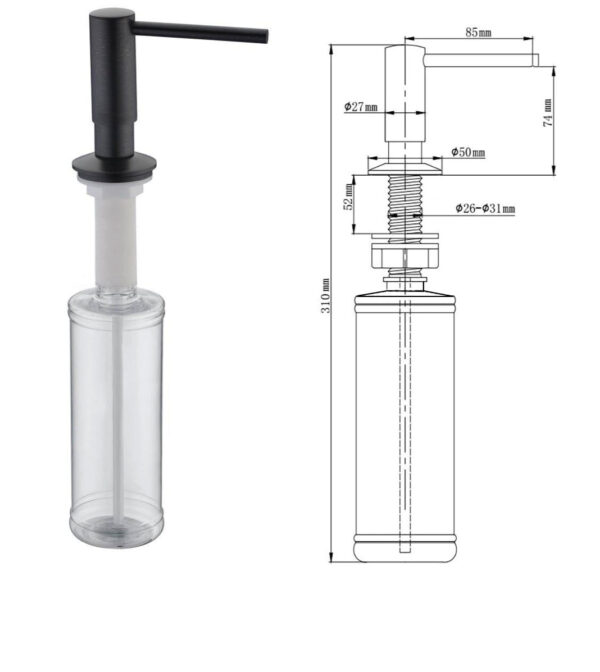 Seifenspender/Desinfektionspender schwarz matt