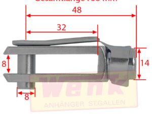 Gabelkopf M8x48mm mit ES Bolzen