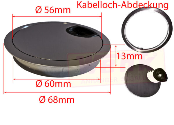 Kabeldurchführung glanz D:68/60mm zinklegiert